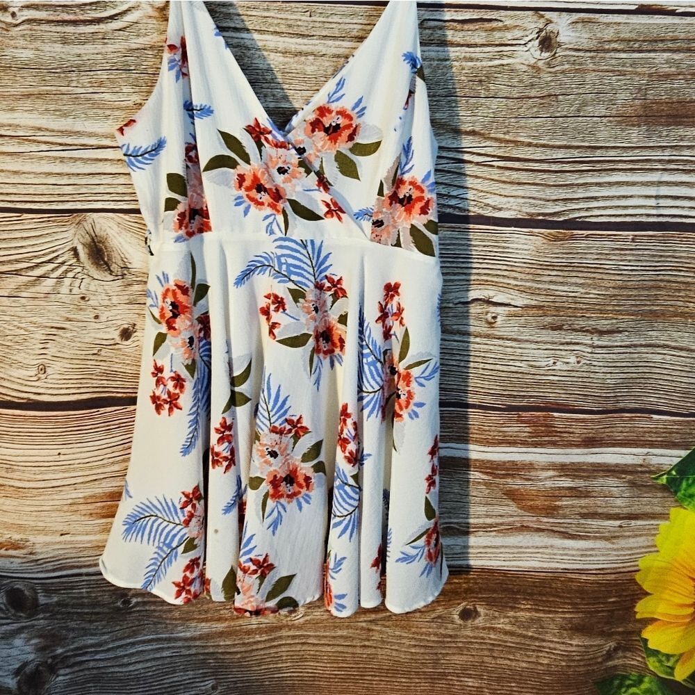 YOINS strappy dress women's large white/, floral orange pre-owned